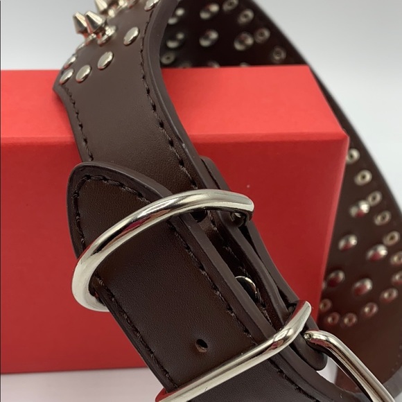 Brown decorative studded collar for DOG PET - Picture 9 of 16